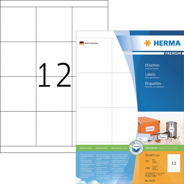 HERMA Etiket 4279 70x67.7mm premium wit 1200stuks