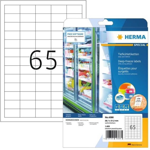 Herma Diepvriesetiketten A4 38 1 x 21 2 mm wit diepvriesbestendig