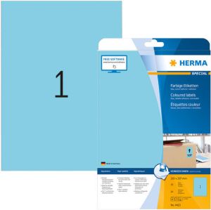 Herma Gekleurde etiketten A4 210 x 297 mm blauw verwijderbaar