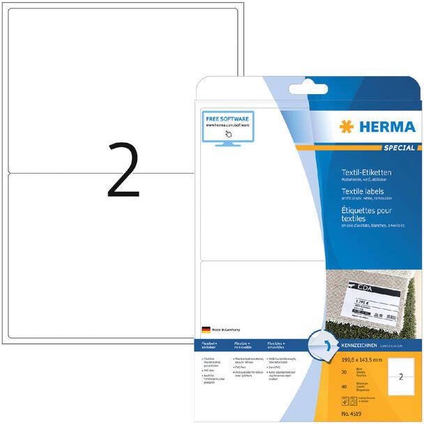 HERMA Etiket 4519 199.6x143.5mm acetaatzijde wit