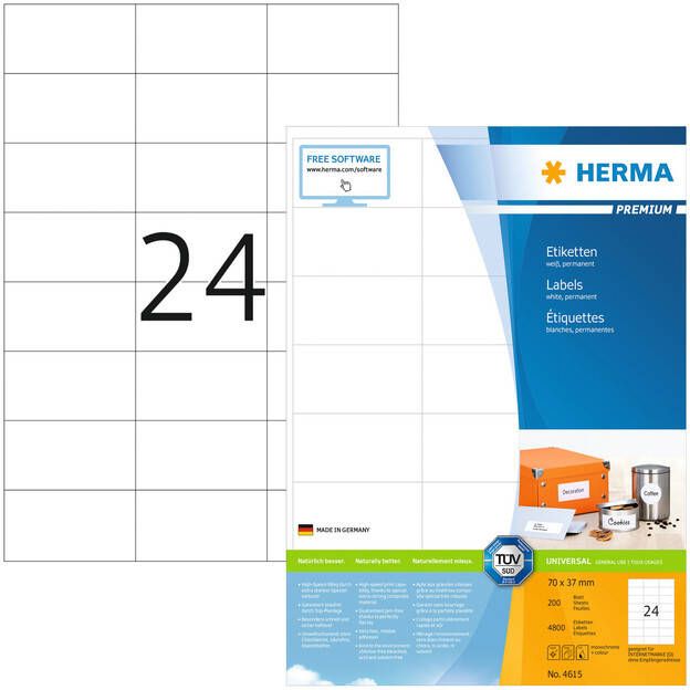 HERMA Etiket 4615 70x37mm premium wit 4800stuks