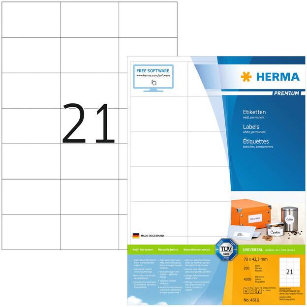 HERMA Etiket 4616 70x42.3mm premium wit 4200stuks