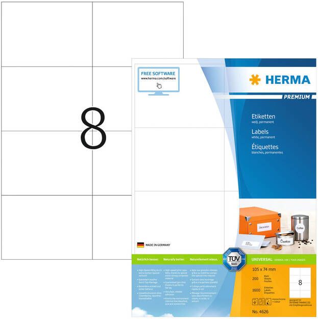 HERMA Etiket 4626 105x74mm premium wit 1600stuks
