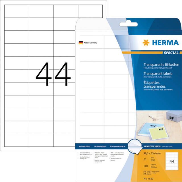 Herma Transparante folie-etiketten mat A4 48 3 x 25 4 mm weervast permanent hechte