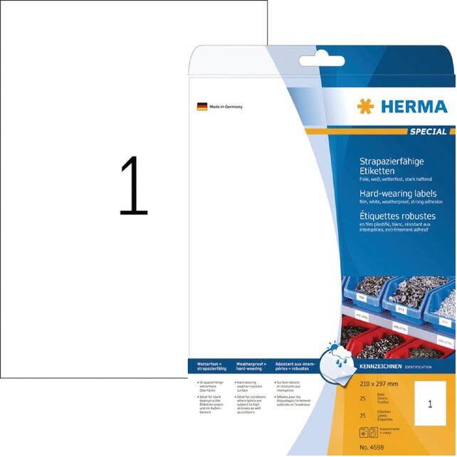 Herma Etiketten slijtvast A4 210 x 297 mm wit extreem sterk hechtend