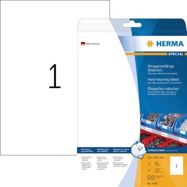 HERMA Etiket 4698 210x297mm weerbestendig wit 25stuks