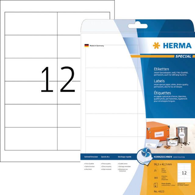 Herma Inkjet-etiketten A4 97 x 42 3 mm wit permanent hechtend