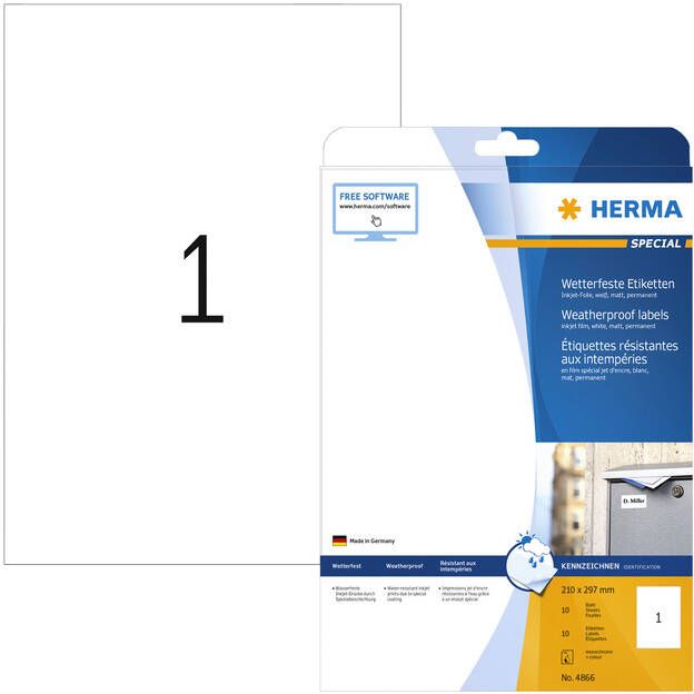 HERMA Etiket 4866 210x297mm weerbestendig wit 10stuks
