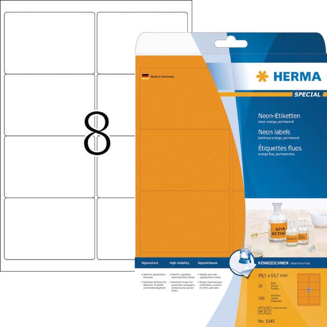 HERMA Etiket 5145 99.1x67.7mm fluor oranje 160stuks