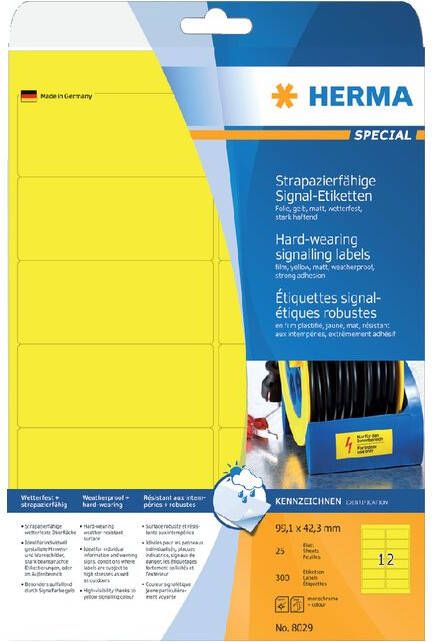 HERMA Etiket 8029 99.1x42.3mm folie 300stuks geel