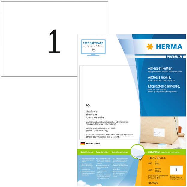 HERMA Etiket 8690 148.5x205mm premium wit 400stuks