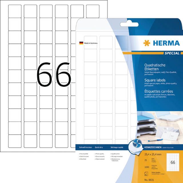 HERMA Etiket 8831 25.4x25.4mm mat wit 1650stuks
