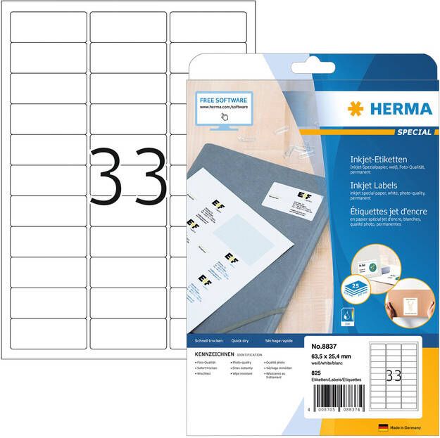 Herma Inkjet-etiketten A4 63 5 x 25 4 mm wit permanent hechtend