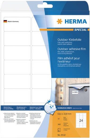 Herma Weervaste outdoor-folie-etiketten A4 63 5 x 33 9 mm wit extreem sterk hechte - Foto 2