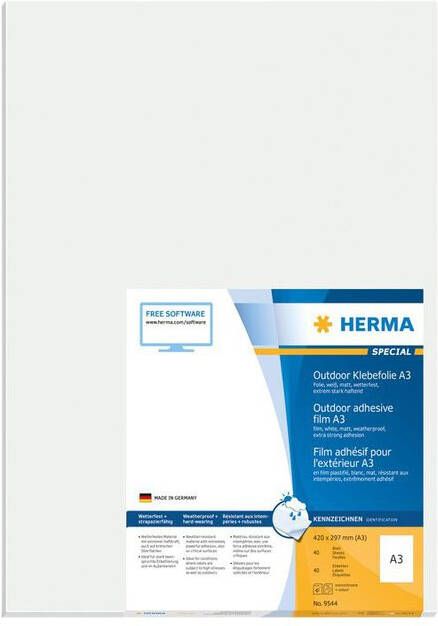 HERMA Etiket 9544 297x420mm weerbestendig wit 40stuks