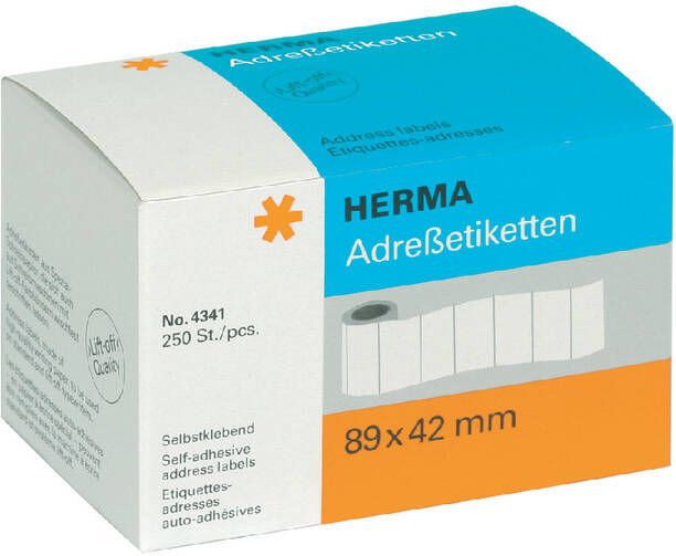 Herma Adresetiketten voor schrijfmachines op rol 89 x 42 mm wit permanent hechtend