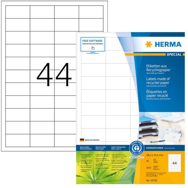 HERMA Etiket recycling 10726 48.3x25.4mm 3520stuks wit