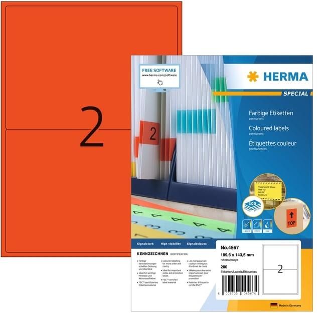 Gekleurde etiketten A4 199 6 x 143 5 mm rood permanent hechtend - Foto 2