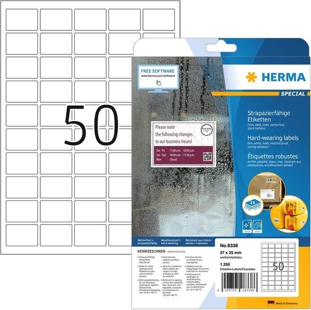 Herma Etiketten slijtvast A4 37 x 25 mm wit extreem sterk hechtend - Foto 2