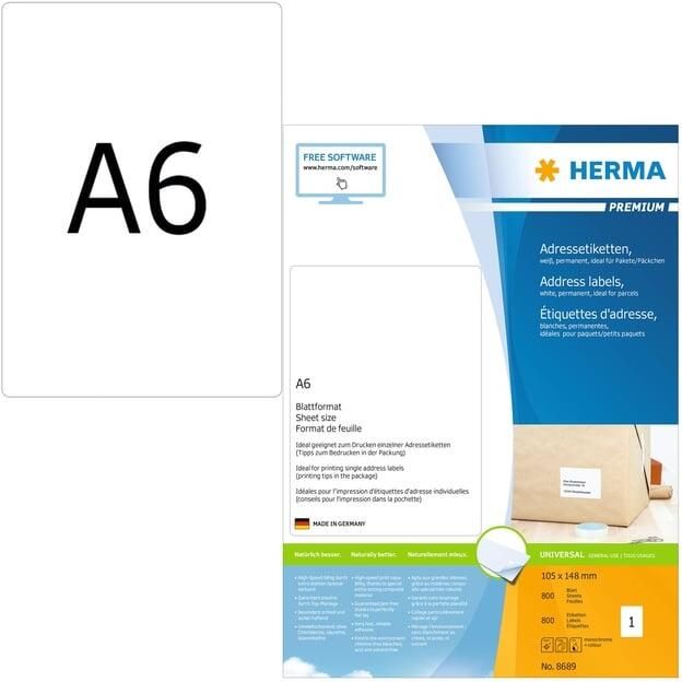 Herma PREMIUM adresetiketten A6 105 x 148 mm wit permanent hechtend - Foto 2