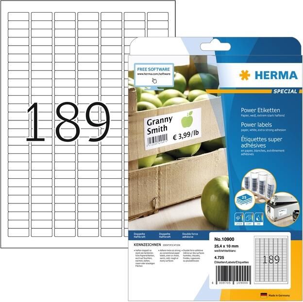 Herma 10900 Power-etiketten sterk hechtend A4 25 4 x 10 mm wit van papier - Foto 2