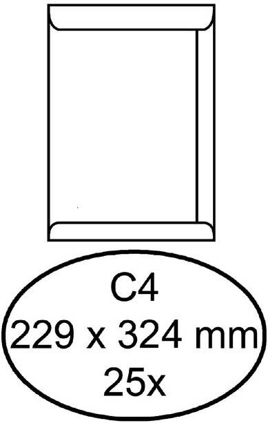 Hermes Envelop akte C4 229x324mm gegomd wit pak Ã  25 stuks