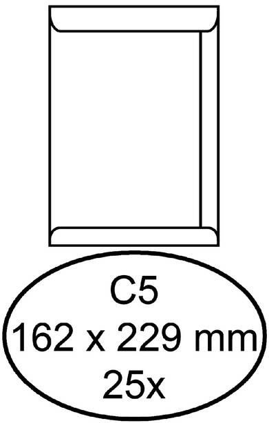 Hermes Envelop akte C5 162x229mm zelfklevend wit pak Ã  25 stuks