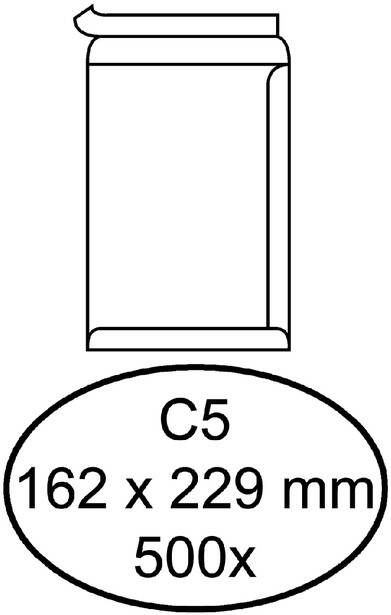 Hermes Envelop akte C5 162x229mm zelfklevend wit doos Ã  500 stuks