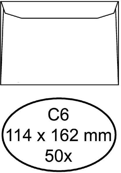 Hermes Envelop bank C6 114x162mm zelfklevend met strip wit