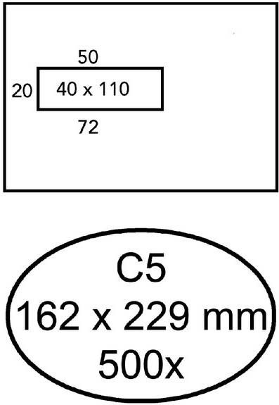 Hermes Envelop C5 162x229mm venster 4x11links 500stuks