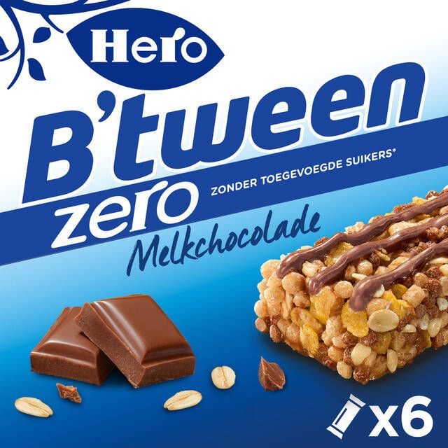 Hero Tussendoortje B'tween melkchocolade zero 6pack reep 20gr