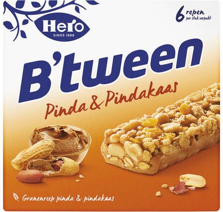 Hero Tussendoortje B'tween pinda&pindakaas 6pack reep 25gr