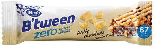 Hero Tussendoortje B'tween witte chocolade zero 6pack reep 20gr