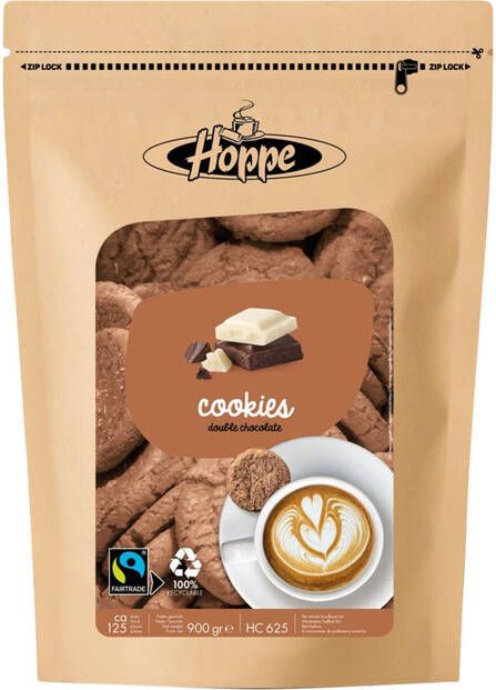 Hoppe Koekjes Cookies fairtrade double chocolate circa 125stuks