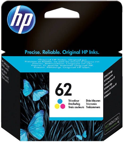HP 62 originele drie-kleuren inktcartridge (C2P06AE)