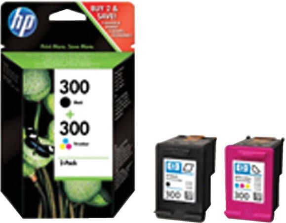 HP 300 originele zwarte drie-kleuren inktcartridges 2-pack (CN637EE) - Foto 1