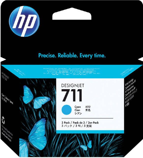 HP Cartridge voor inktjetprinters van type CZ134A 711XL blauw HC