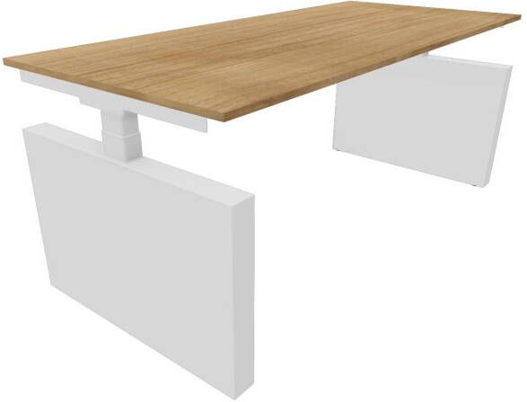 Huislijn Bureau 3331 recht met zijwangen 140 x 80 cm. Wit Toscaans noten