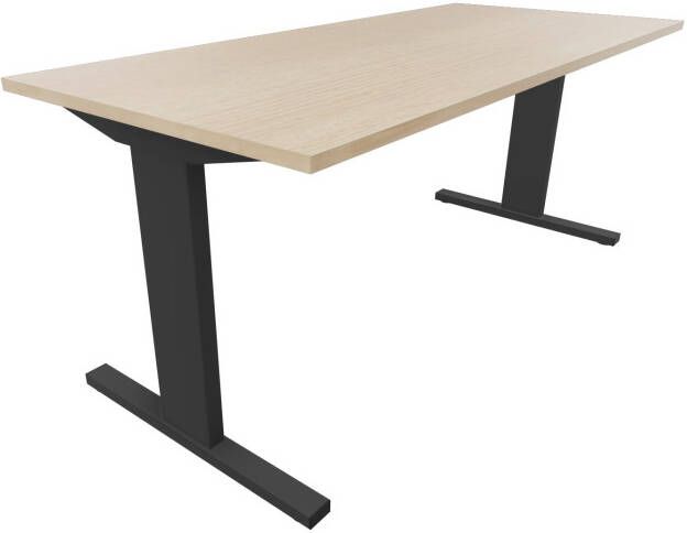 Huislijn Recht bureau 200 x 90 cm Zwart Eiken licht