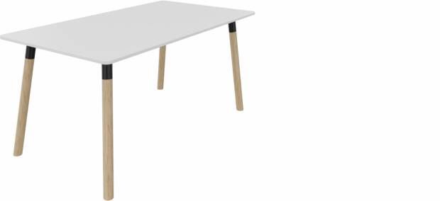 Huislijn Tafel 8711 recht 200 x 80 cm. Zwart Wit Beuken naturel