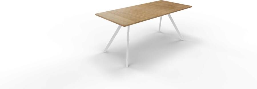 Huislijn Vergadertafel 6811 recht 180 x 90 cm. Wit Toscaans noten 110 cm.