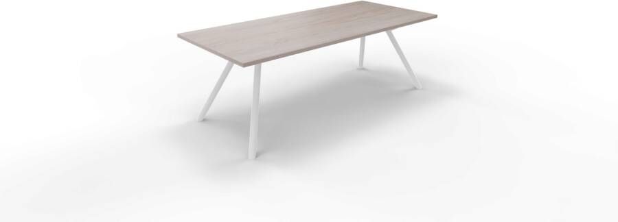 Huislijn Vergadertafel 6911 recht 180 x 90 cm. Wit Eiken Robson 110 cm.