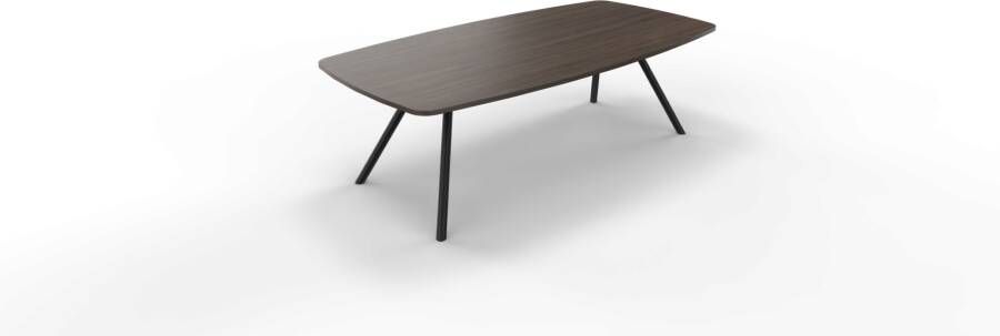 Huislijn Vergadertafel 7611 tonvorm 200 x 80 100 cm. Zwart Eiken donker