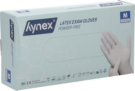 Hynex Handschoen latex M wit 5gr 100 stuks