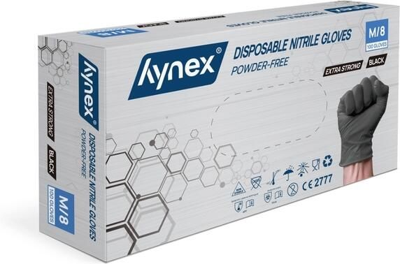 Hynex Handschoen nitril M zwart 5gr extra sterk100 stuks