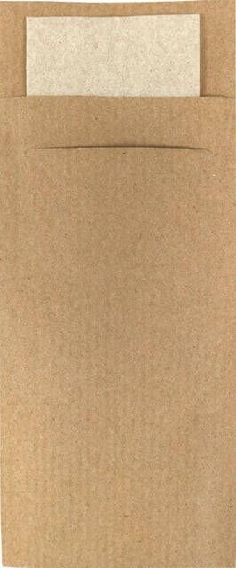 IEZZY horeca en catering Bestekzakje IEZZY 190x85mm kraft met gerecycled servet 500st