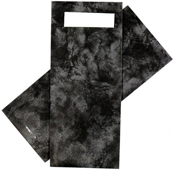 IEZZY horeca en catering Bestekzakje IEZZY 190x85mm zwart gemarmerd met wit servet 500st
