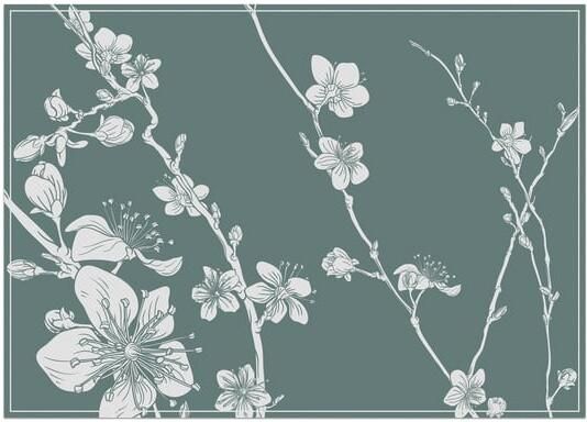 IEZZY horeca en catering Placemat IEZZY Japanse kersenbloesem groen 6 stuks