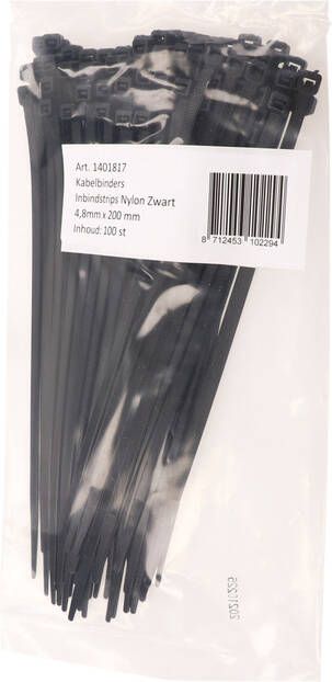 IEZZY Inbindstrips nylon 4 8x200mmÃ˜49 5mm zwart