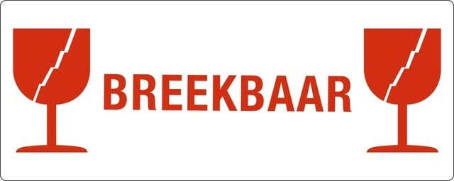 Iezzy Waarschuwingsetiket glas breekbaar 150mmx60mm 500 stuks